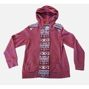 Element Cardigan Hoodie Women's Large Button Up Red Aztec Tapestry